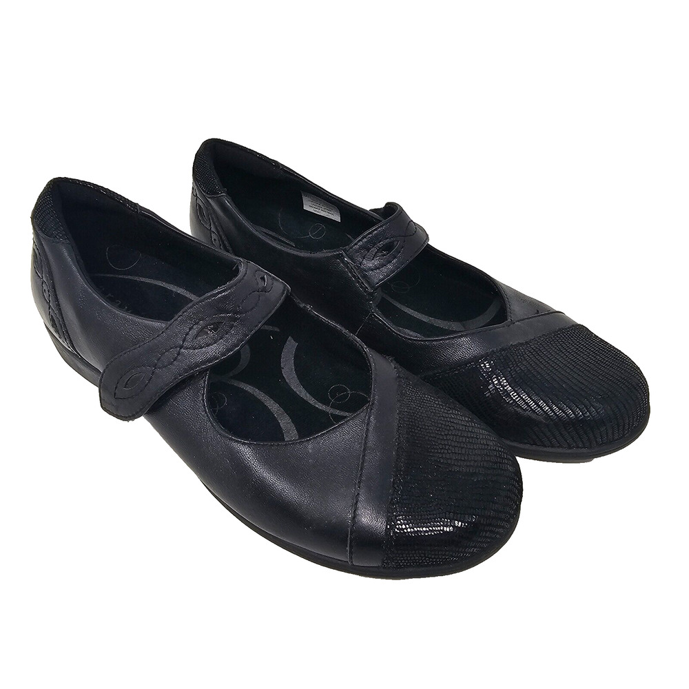 Aravon Women's Alana Mary Jane Leather Shoes Black Size 9.5 2a Narrow Comfort